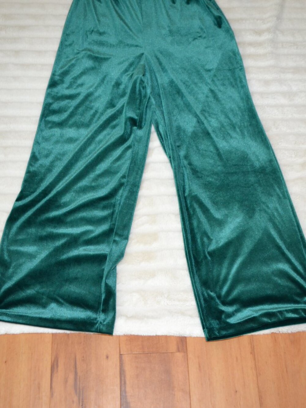 Express Velvet Emerald Green Ruched Wide Leg One Shoulder Party New Jumpsuit XL - Picture 5 of 8